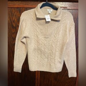 J. Crew Light Tan 3/4 Zip Neck Sweater